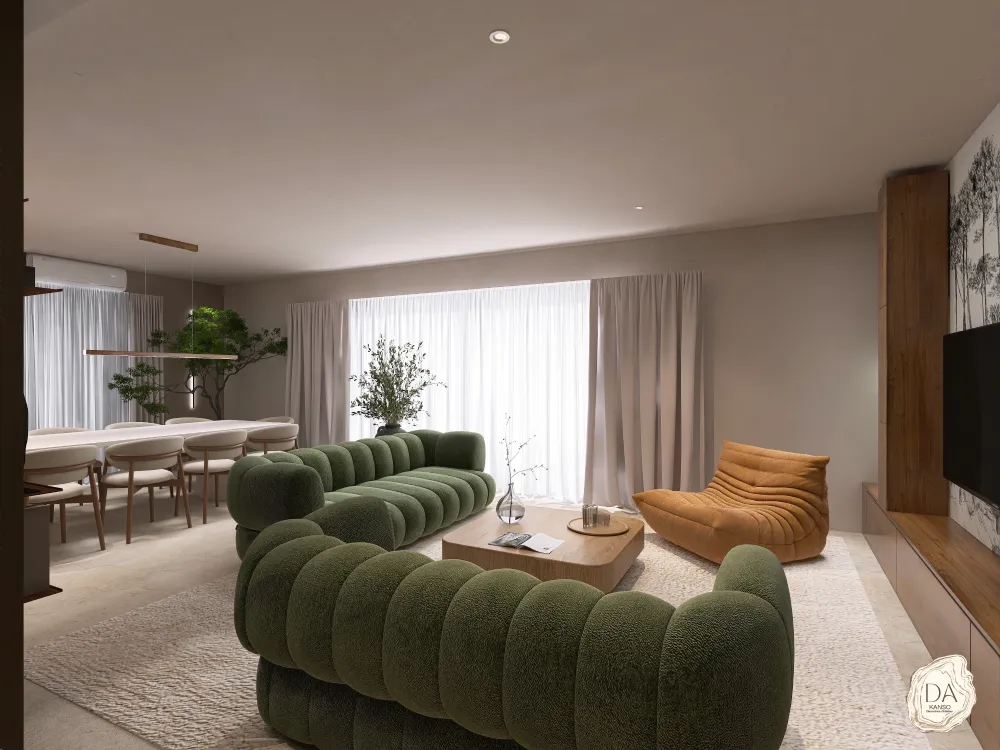 Salon moderne avec salle à manger intégrée